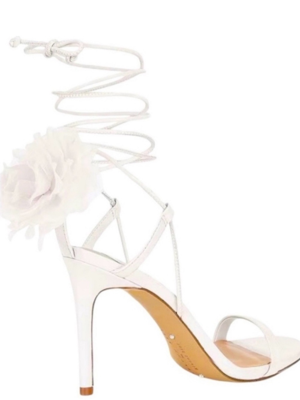 Gianni Bini White Floral Lace-Up Stiletto Sandals